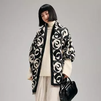 Шарф женский осенне-зимний шаль украшение с накидкой двухсторонний шейный платок камелия длинная шаль 185*65cm коричневый