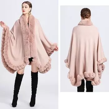 Шарф женский плащ Плюшевая шаль Зимний теплый плащ Плюшевый элегантный женский плащ Утолщенный плюшевый шарф Плюшевый шарф для девочек Подарок на вечеринку Универсальный плащ 80-100cm красный