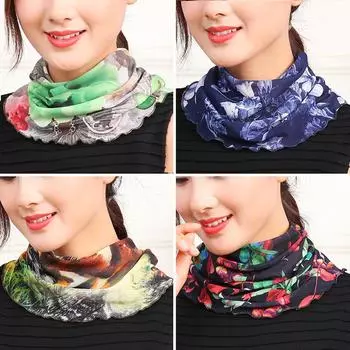 Шарф женский пуловер шейный платок украшение весна и осень теплый искусственный воротник шейный позвоночник шелковый шарф сетчатый квадратный танец шарф