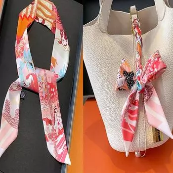 Шарф женский шелковый твиловый шарф для сумки, шарфы на шею, женские роскошные шелковые шарфы, платки, шаль, женский роскошный миниатюрный шарф