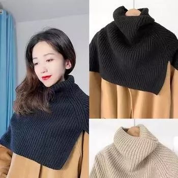 Шарф женский универсальный утолщенный теплый чехол на шею ветрозащитный чехол вязаный шарф поддельный воротник One Size