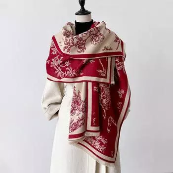 Шарф женский завод ретро студент утолщенный шарф двойного назначения кондиционер шаль снаружи 185cm красный