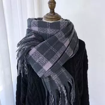 Шарф женский зимний новый универсальный высококачественный средней длины имитация кашемира теплая толстая клетчатая шаль 180*63cm