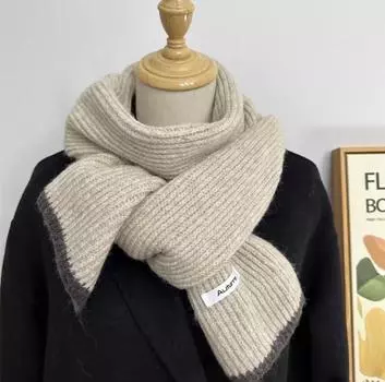 Шарф женский зимний однотонный шарф в японском стиле колледжа утолщенный теплый вязаный шерстяной шарф для пар мужской Tide бордовый