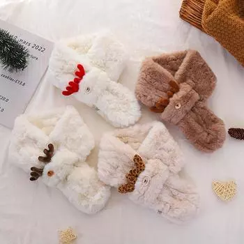 Шарф женский зимний плюшевый шарф из шерсти кролика Рекс утолщенный теплый универсальный корейский вариант крест на шею для маленькой девочки