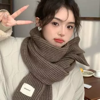 Шарф женский зимний универсальный шарф женский однотонный теплый вязаный шарф женский осенне-зимний круг about 160cm