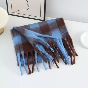 Шарф женский зимний усовершенствованный утолщенный теплый имитация кашемира клетчатый шарф универсальный шарф прилив 230cm * 40cm (about 280g)