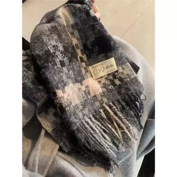 Шарф Зимний Новая Коллекция Осенне-Зимняя Атмосфера Клетчатая Бахрома Для Пар, Теплый И Студенческий Стиль Высокого Класса Шарф 210*60cm