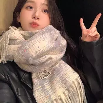 Шарф Зимний Новая Коллекция Осенне-Зимняя Атмосфера Клетчатая Бахрома Для Пар, Теплый И Студенческий Стиль Высокого Класса Шарф 65*180cm