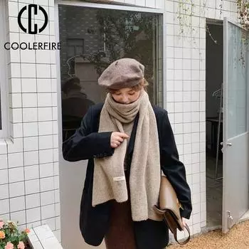 Шарфы Дамы Мужчины Зимний Шарф Открытый Взрослый Шаль Теплый Длинный Шерстяной Кашемировый Шарф Женщины Теплые Однотонные Шарфы AD2109 One Size синий