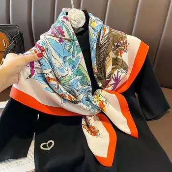 Шарфы для женщин Легкие модные шарфы Элегантные шарфы с цветочным узором Солнцезащитные шали Обертывания 90x90cm