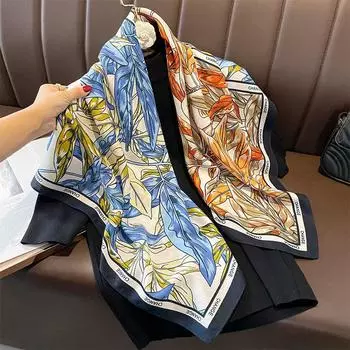 Шарфы для женщин, легкие модные шарфы с цветочным принтом, шарф, шаль, накидки 90x90cm