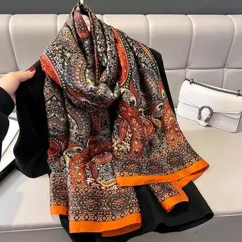 Шарфы для женщин, легкие модные шарфы с цветочным принтом, шарф, шаль, накидки 90x180cm