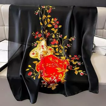 Шарфы для женщин, нарядные модные шарфы, длинный шарф с цветочным узором, легкие солнцезащитные шали 90*180cm красный