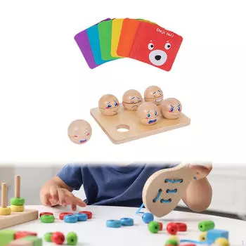 Шарик эмоционального выражения, игра-головоломка для раннего обучения, деревянные забавные кубики для детей