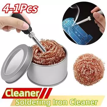 Шарик для очистки паяльника, сетчатый фильтр, чистящий наконечник сопла, медный шарик для очистки проволоки, ящик для сбора металлического шлака, чистый шарик Cleaning Ball-1PC