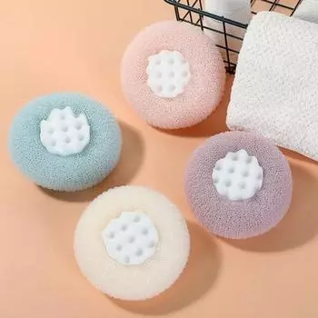 Шарик для ванны, круглый шарик для душа в форме подсолнуха с присоской и ручкой, нежная отшелушивающая губка для душа для ванной комнаты светло-фиолетовый