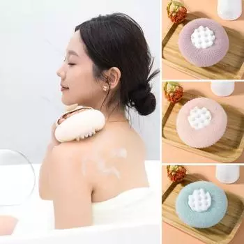 Шарик для ванны, круглый шарик для душа в форме подсолнуха с присоской и ручкой, нежная отшелушивающая губка для душа для ванной комнаты