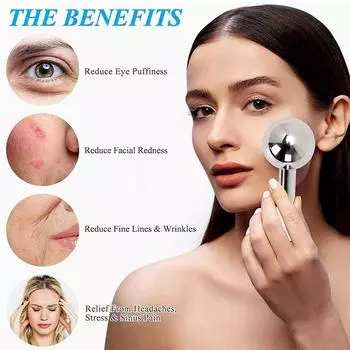 Шарик из нержавеющей стали с ледяной волной, снимающий отеки, крио-замораживающий карандаш для лица, унисекс Ice Wave Ball