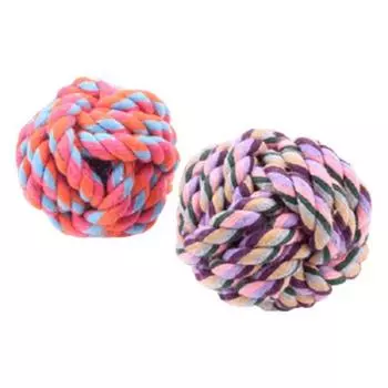 Шарик из разноцветной веревки Arico Pet L, случайная доставка, 2 шт.