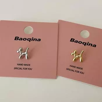 Шарик Собака Металлический Сережка-гвоздик Женский Простая Личность Мода Темперамент Универсальный Улитка Титан Стальные Серьги-Винты