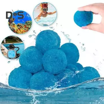 Шарики для фильтров для бассейна. Экологически чистые волокнистые шарики для фильтрации бассейна. Многоразовый сетчатый шар с высокой степенью фильтрации для аквариумов. Бассейны. B