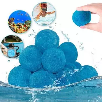 Шарики для фильтров для бассейна. Экологически чистые волокнистые шарики для фильтрации бассейна. Многоразовый сетчатый шар с высокой степенью фильтрации для аквариумов. Бассейны. B