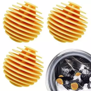 Шарики для сушки белья, противонаматывающие шарики для стиральной машины, мягкие шарики для стирки, 3 шт., гибкий многоразовый шарик-кондиционер TPR для стиральной машины Yellow