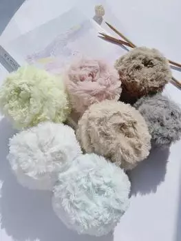 Шарики из меховой пряжи для ручного вязания шарфа и толстого материала для вязания крючком