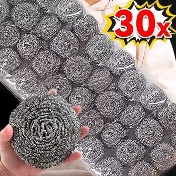 Шарики из стальной проволоки для кастрюль, сковородок, посуды, средство для удаления ржавчины, шарики для чистки нержавеющей стали, кухонные чистящие средства для посуды, щетки, скребки 6PCS