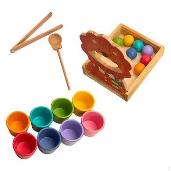 Шарики в стаканчиках, разноцветный стаканчик для сортировки шариков, мелкая моторика, цвет и счет, деревянный 12 colors