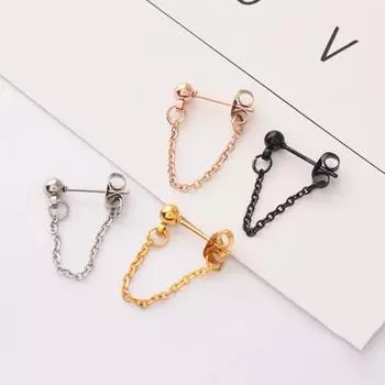 Шариковая цепочка, 1 пара, уникальные вечерние подарки, серьги-куртки, модные ювелирные изделия, серьги-гвоздики в стиле панк, серебро, золото, черный для женщин, аксессуары