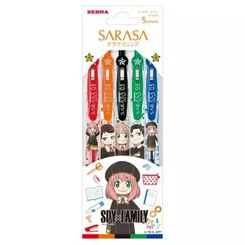 Шариковая гелевая ручка Zebra Sarasa Clip Spy Family, набор из 5 цветов, 0,5 мм JJ15-5C-SF