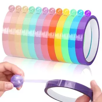 Шариковая клейкая лента Neiang Tape 12 рулонов, клейкая шариковая лента, шариковая лента, липкая шариковая лента, цветная самодельная антистрессовая продукция 12 мм