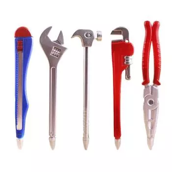 Шариковая пишущая ручка в виде строительных инструментов. Различные варианты weapon series