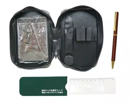 Шариковая ручка 403 мм с тиснением на молнии и вращающимся деревянным футляром с увеличительным стеклом, коврик, линейка, стекло, корпус, EXPVC-NSR-403