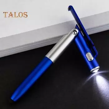 Шариковая ручка 4-в-1 со стилусом, светодиодная подсветка, подставка для телефона, плавное письмо, удобная ручка, эргономичная шариковая ручка зелёный