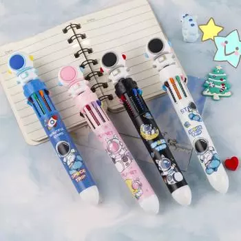 Шариковая ручка «Астронавт» Десять цветных ручек Пресс-ручка Многоцветная ручка Пресс 15*3*3cm