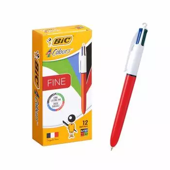 Шариковая ручка Bic, 4-цветная шариковая ручка, разноцветный оранжевый стержень, 12 шт., 4CFNORG 0,7 мм