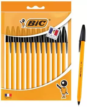 Шариковая ручка BIC оранжево-черного цвета, набор из 12 шт. для офисного использования, на масляной основе, 0,7 мм [предмет] чёрный
