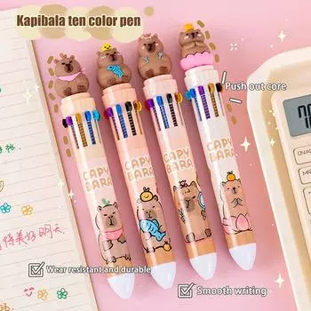 Шариковая ручка Capybara 10 цветов, симпатичная, 0,5 мм, цветная гелевая ручка, школьные канцелярские принадлежности, канцелярские принадлежности, разноцветная ручка A5