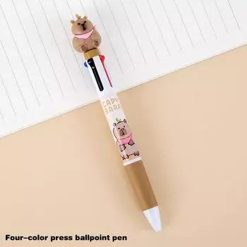 Шариковая ручка Capybara из мультфильма, 6 цветов, симпатичная разноцветная гелевая ручка, прочные ручки для нажатия, школьные канцелярские принадлежности, канцелярские принадлежности для студентов