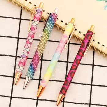 Шариковая ручка для пресса, роскошные милые свадебные металлические канцелярские принадлежности, школьные канцелярские принадлежности, вращающиеся 4 шт.