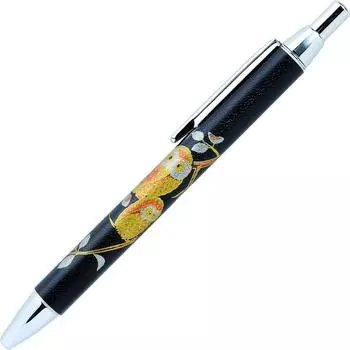 Шариковая ручка Hashimoto Lacquer Art, обернутая в натуральную кожу, черная кожаная сова Honjin Makie, в коробке из павловнии