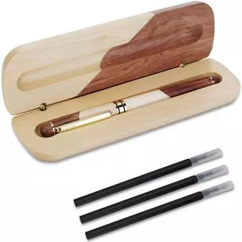 Шариковая ручка из натурального дерева, 5 мл, роскошная подарочная ручка, 3 дополнительных черных стержня, элегантный и элегантный подарочный набор ручек