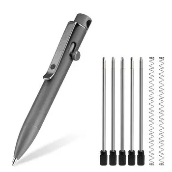 Шариковая ручка KeyUnity KP04SW с болтовым механизмом и зажимом, титановый сплав, карманная ручка EDC, выдвижная металлическая шариковая ручка для ежедневного ношения
