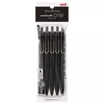 Шариковая ручка Mitsubishi Pencil Gel Uniball One 0.38 Black Black Axis 5 шт. в упаковке UMNS385PBK.24