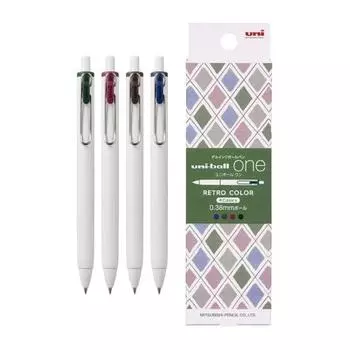 Шариковая ручка Mitsubishi Pencil Gel Uniball One 0.38 Limited 4 Color Assortment Retro Color H.UMNS38RT4C