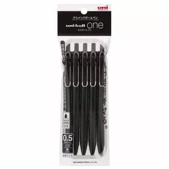 Шариковая ручка Mitsubishi Pencil Gel Uniball One 0.5 Black Black Axis 5 шт. в упаковке UMNS055PBK.24