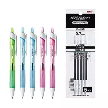 Шариковая ручка Mitsubishi Pencil на масляной основе Jetstream 07 3 цвета 5 штук + сменный стержень 07 черный набор из 5 штук SXN-150-07+SXR-07